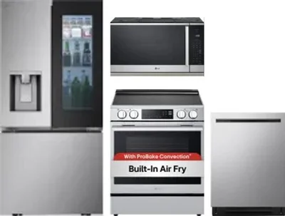 4 Piece Package Includes Refrigerator, Range, Microwave And Dishwasher