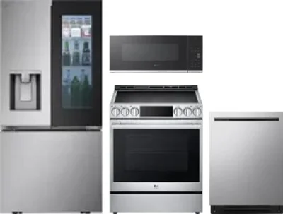 4 Piece Package Includes Refrigerator, Range, Microwave And Dishwasher