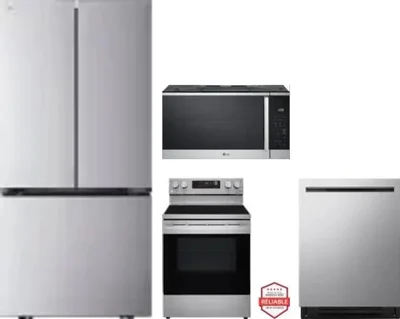 4 Piece Package Includes Refrigerator, Range, Microwave And Dishwasher