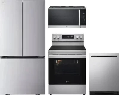 4 Piece Package Includes Refrigerator, Range, Microwave And Dishwasher