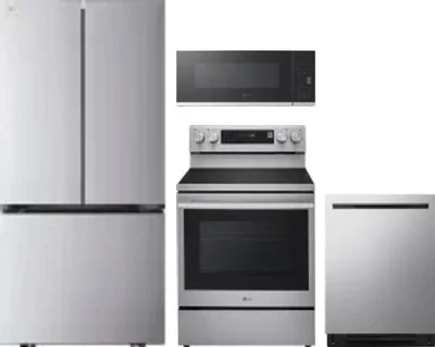 4 Piece Package Includes Refrigerator, Range, Microwave And Dishwasher