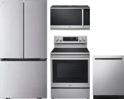 4 Piece Package Includes Refrigerator, Range, Microwave And Dishwasher