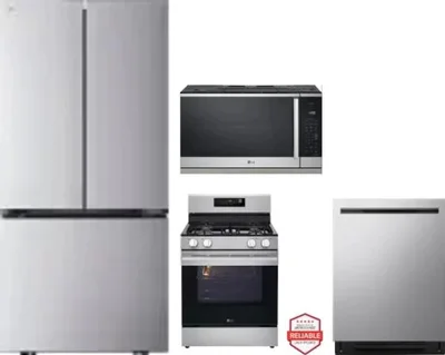 4 Piece Package Includes Refrigerator, Range, Microwave And Dishwasher