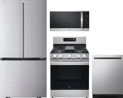 4 Piece Package Includes Refrigerator, Range, Microwave And Dishwasher