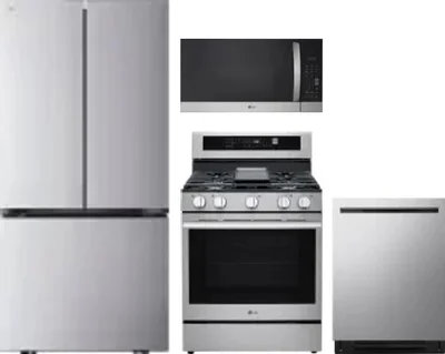 4 Piece Package Includes Refrigerator, Range, Microwave And Dishwasher