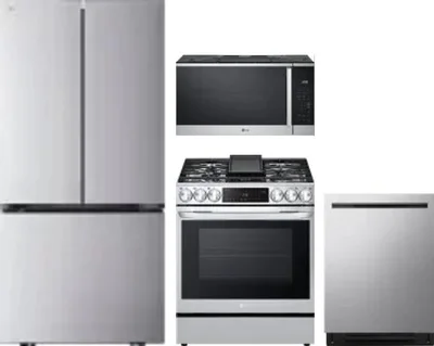 4 Piece Package Includes Refrigerator, Range, Microwave And Dishwasher