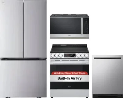 4 Piece Package Includes Refrigerator, Range, Microwave And Dishwasher