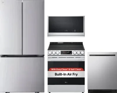4 Piece Package Includes Refrigerator, Range, Microwave And Dishwasher