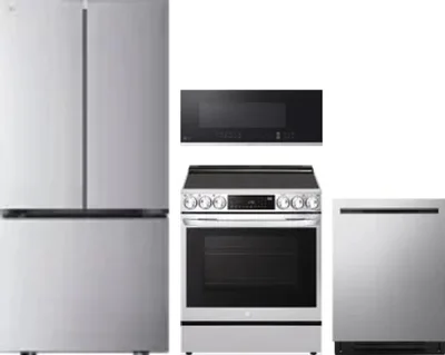 4 Piece Package Includes Refrigerator, Range, Microwave And Dishwasher