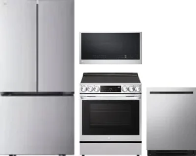 4 Piece Package Includes Refrigerator, Range, Microwave And Dishwasher