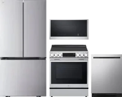 4 Piece Package Includes Refrigerator, Range, Microwave And Dishwasher