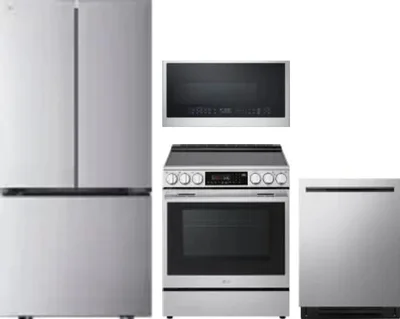 4 Piece Package Includes Refrigerator, Range, Microwave And Dishwasher
