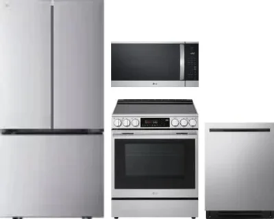 4 Piece Package Includes Refrigerator, Range, Microwave And Dishwasher