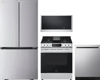 4 Piece Package Includes Refrigerator, Range, Microwave And Dishwasher