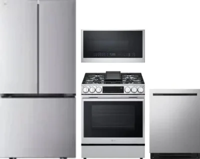 4 Piece Package Includes Refrigerator, Range, Microwave And Dishwasher