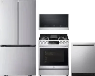 4 Piece Package Includes Refrigerator, Range, Microwave And Dishwasher