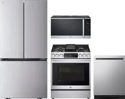 4 Piece Package Includes Refrigerator, Range, Microwave And Dishwasher