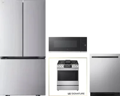4 Piece Package Includes Refrigerator, Range, Microwave And Dishwasher