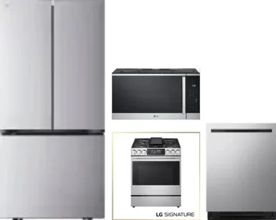 4 Piece Package Includes Refrigerator, Range, Microwave And Dishwasher