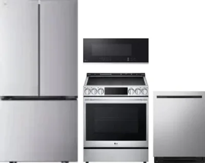 4 Piece Package Includes Refrigerator, Range, Microwave And Dishwasher