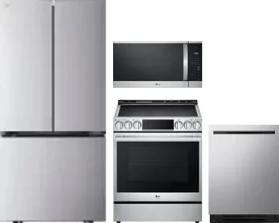4 Piece Package Includes Refrigerator, Range, Microwave And Dishwasher
