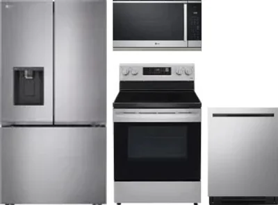 4 Piece Package Includes Refrigerator, Range, Microwave And Dishwasher