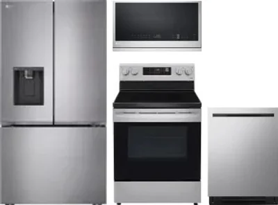 4 Piece Package Includes Refrigerator, Range, Microwave And Dishwasher