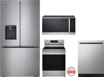 4 Piece Package Includes Refrigerator, Range, Microwave And Dishwasher