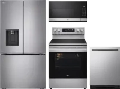 4 Piece Package Includes Refrigerator, Range, Microwave And Dishwasher