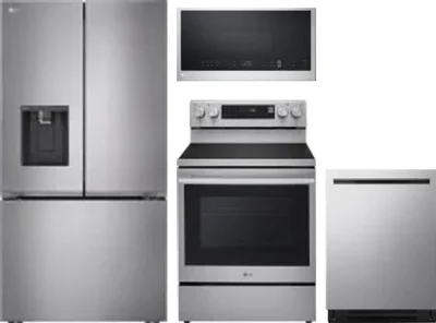 4 Piece Package Includes Refrigerator, Range, Microwave And Dishwasher