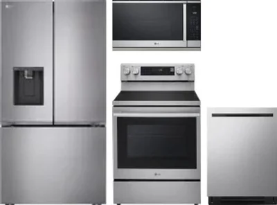 4 Piece Package Includes Refrigerator, Range, Microwave And Dishwasher