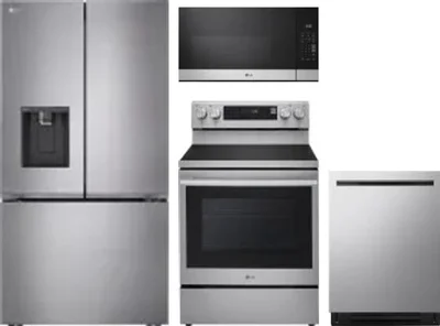 4 Piece Package Includes Refrigerator, Range, Microwave And Dishwasher