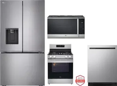 4 Piece Package Includes Refrigerator, Range, Microwave And Dishwasher