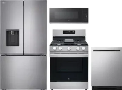 4 Piece Package Includes Refrigerator, Range, Microwave And Dishwasher