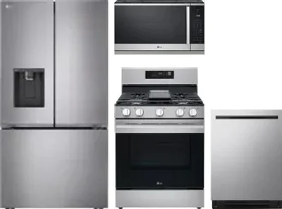 4 Piece Package Includes Refrigerator, Range, Microwave And Dishwasher