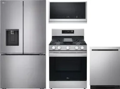 4 Piece Package Includes Refrigerator, Range, Microwave And Dishwasher
