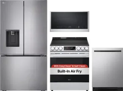 4 Piece Package Includes Refrigerator, Range, Microwave And Dishwasher