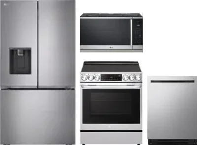4 Piece Package Includes Refrigerator, Range, Microwave And Dishwasher