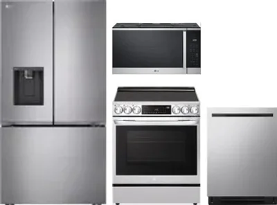 4 Piece Package Includes Refrigerator, Range, Microwave And Dishwasher