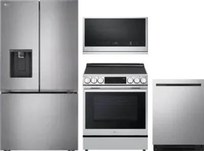 4 Piece Package Includes Refrigerator, Range, Microwave And Dishwasher