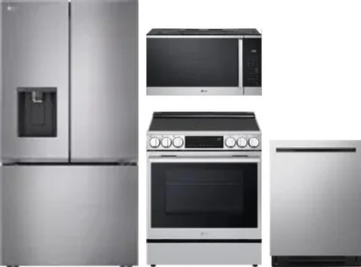 4 Piece Package Includes Refrigerator, Range, Microwave And Dishwasher