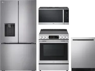4 Piece Package Includes Refrigerator, Range, Microwave And Dishwasher