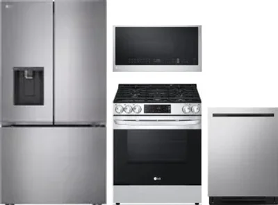 4 Piece Package Includes Refrigerator, Range, Microwave And Dishwasher