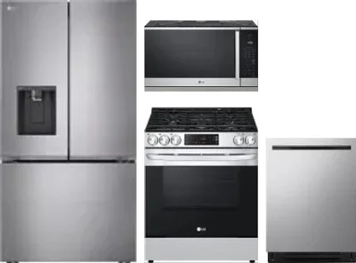 4 Piece Package Includes Refrigerator, Range, Microwave And Dishwasher