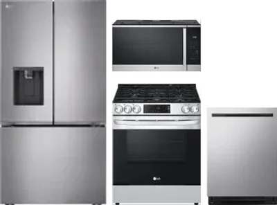 4 Piece Package Includes Refrigerator, Range, Microwave And Dishwasher