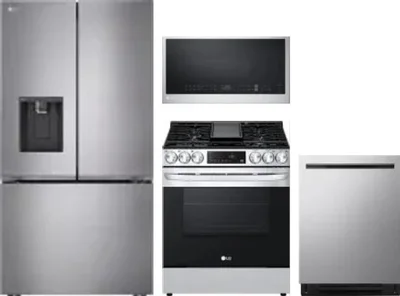 4 Piece Package Includes Refrigerator, Range, Microwave And Dishwasher