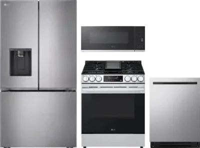 4 Piece Package Includes Refrigerator, Range, Microwave And Dishwasher
