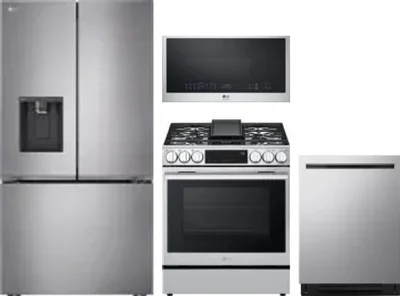 4 Piece Package Includes Refrigerator, Range, Microwave And Dishwasher