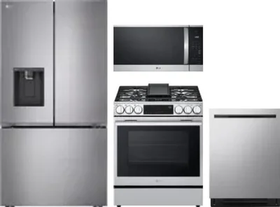 4 Piece Package Includes Refrigerator, Range, Microwave And Dishwasher