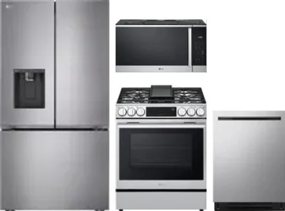 4 Piece Package Includes Refrigerator, Range, Microwave And Dishwasher